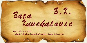 Bata Kuvekalović vizit kartica